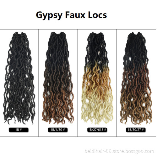 18inch Gypsy Locs Crochet Faux Nu Loc Wavy Goddess Boho Dreadlocks Twist Braiding Hair Extension Gypsy